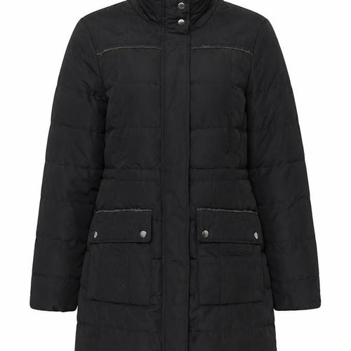 Maine New England Womens Black Size 12 Mid-Length Puffer Coat