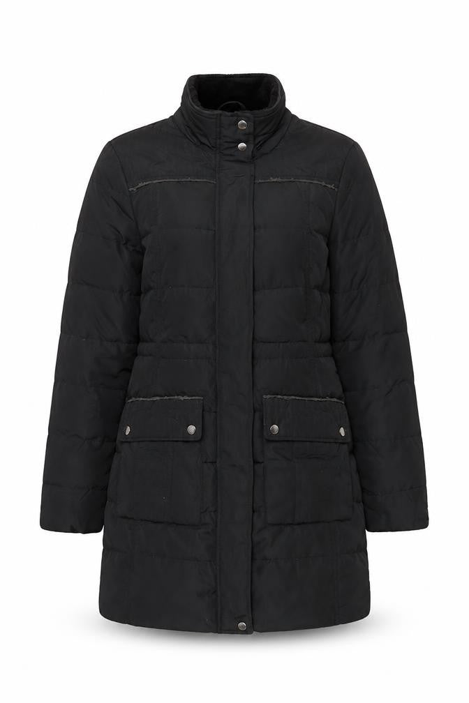 Maine New England Womens Black Size 12 Mid-Length Puffer Coat