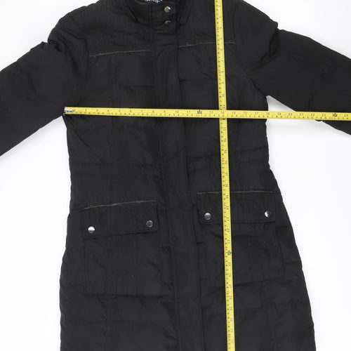 Maine New England Womens Black Size 12 Mid-Length Puffer Coat