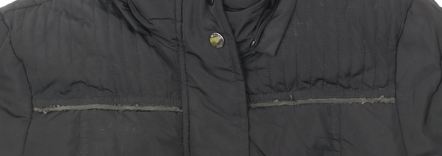 Maine New England Womens Black Size 12 Mid-Length Puffer Coat