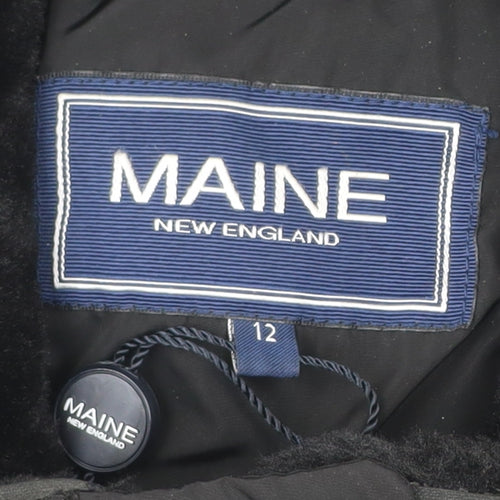 Maine New England Womens Black Size 12 Mid-Length Puffer Coat