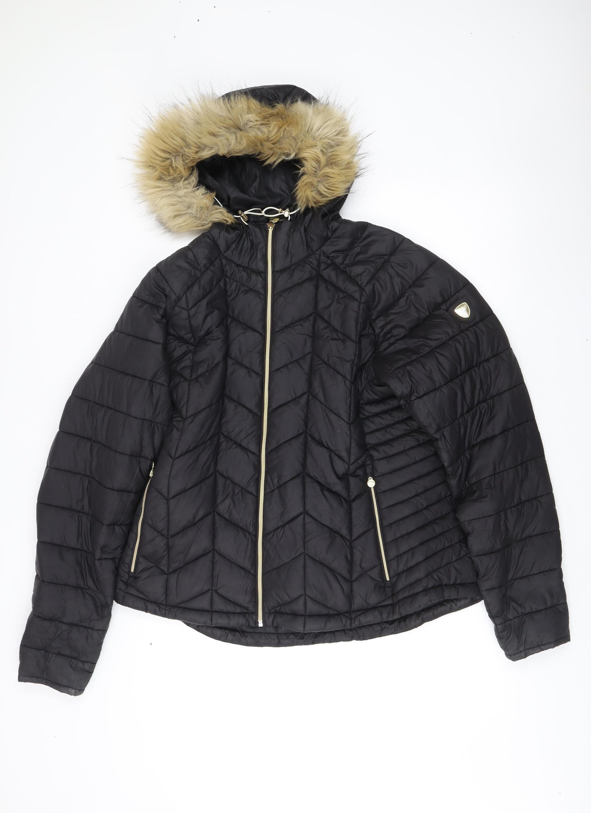 Fur Trim Black Fur Coat Size 18 Dare2b Womens Black Size 18 Puffer