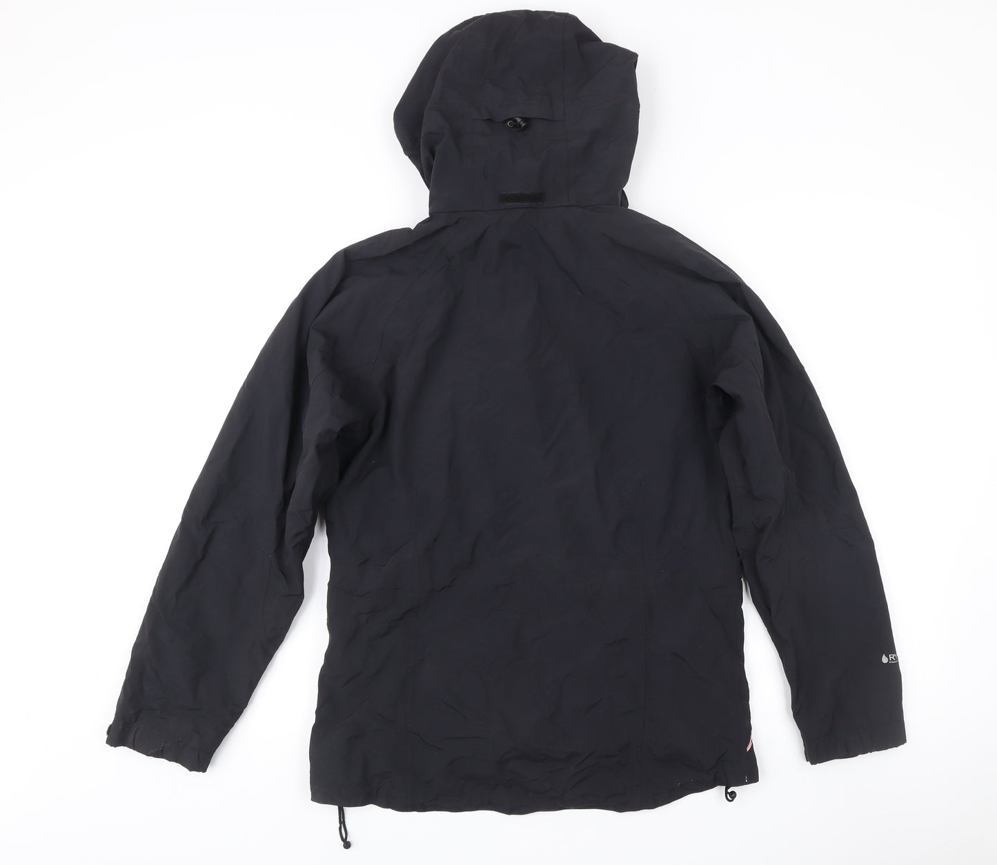 RY Womens Black Pink Hooded Rain Coat Jacket S Small Nylon Outdoor