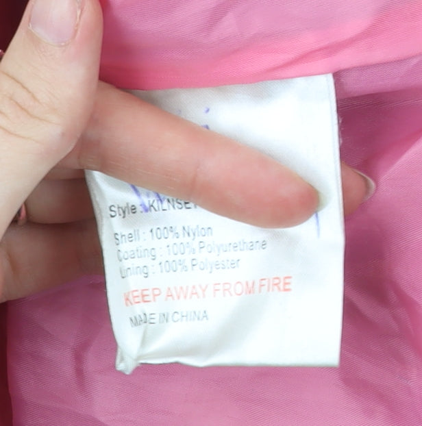 RY Womens Black Pink Hooded Rain Coat Jacket S Small Nylon Outdoor