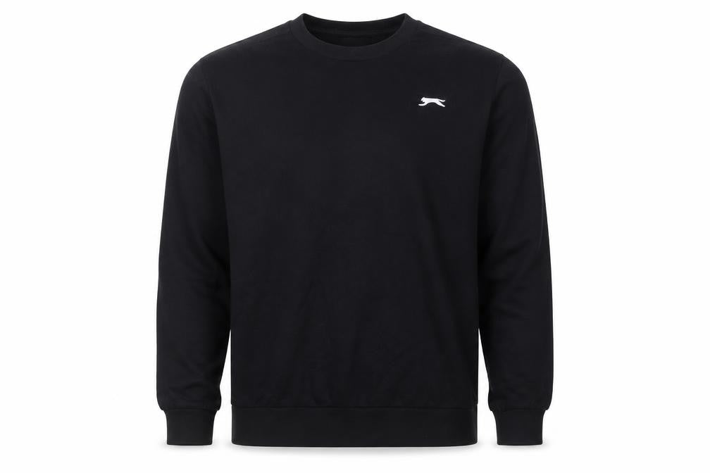 Front view of Slazenger Men’s Black XL Pullover Sweatshirt Crew Neck Sportswear