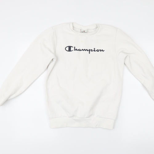 Champion Girls White Logo Sweatshirt 11-12 Years Crew Neck Pullover