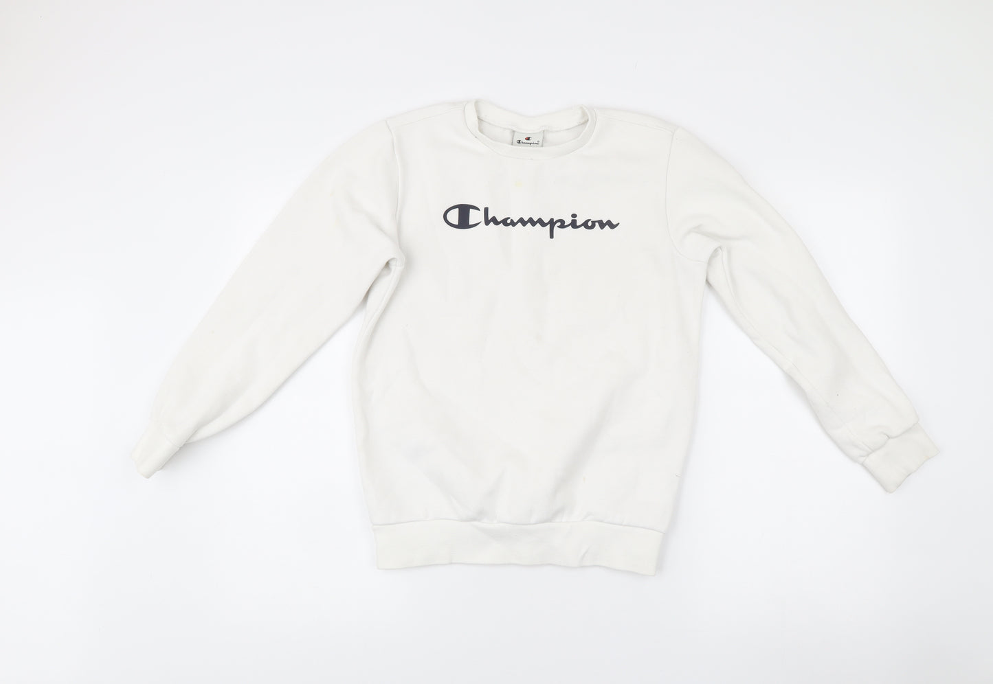 Champion Girls White Logo Sweatshirt 11-12 Years Crew Neck Pullover