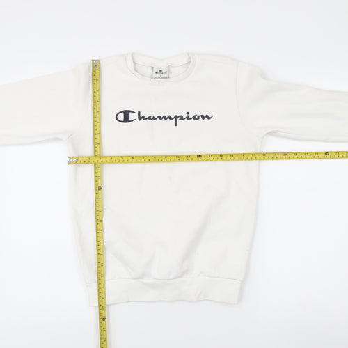 Champion Girls White Logo Sweatshirt 11-12 Years Crew Neck Pullover