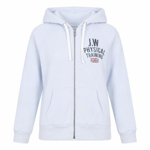 Jack Wills Women’s Blue Full Zip Hoodie Size 10 Logo Print Sportswear