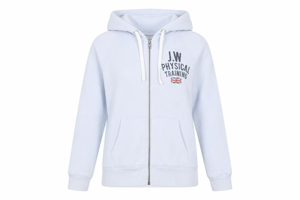 Jack Wills Women’s Blue Full Zip Hoodie Size 10 Logo Print Sportswear