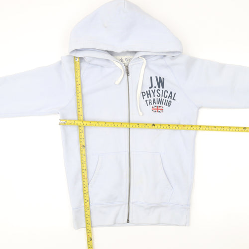 Jack Wills Women’s Blue Full Zip Hoodie Size 10 Logo Print Sportswear