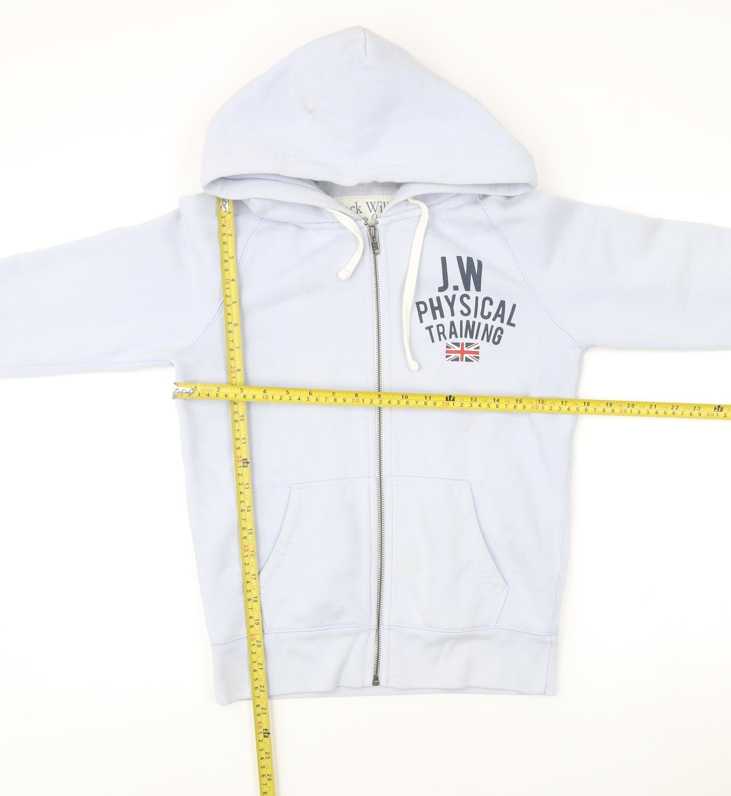 Jack Wills Women’s Blue Full Zip Hoodie Size 10 Logo Print Sportswear