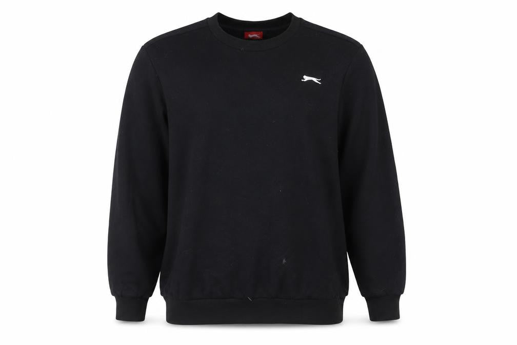 Front view of Slazenger Men’s Black XL Pullover Sweatshirt Crew Neck Fleece