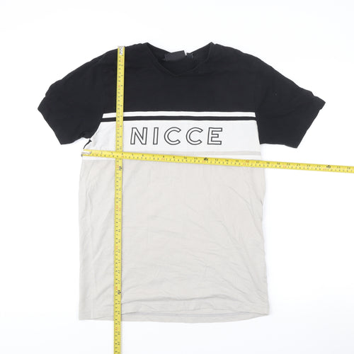 Nicce Men’s Black Beige Small Colourblock Logo T-Shirt