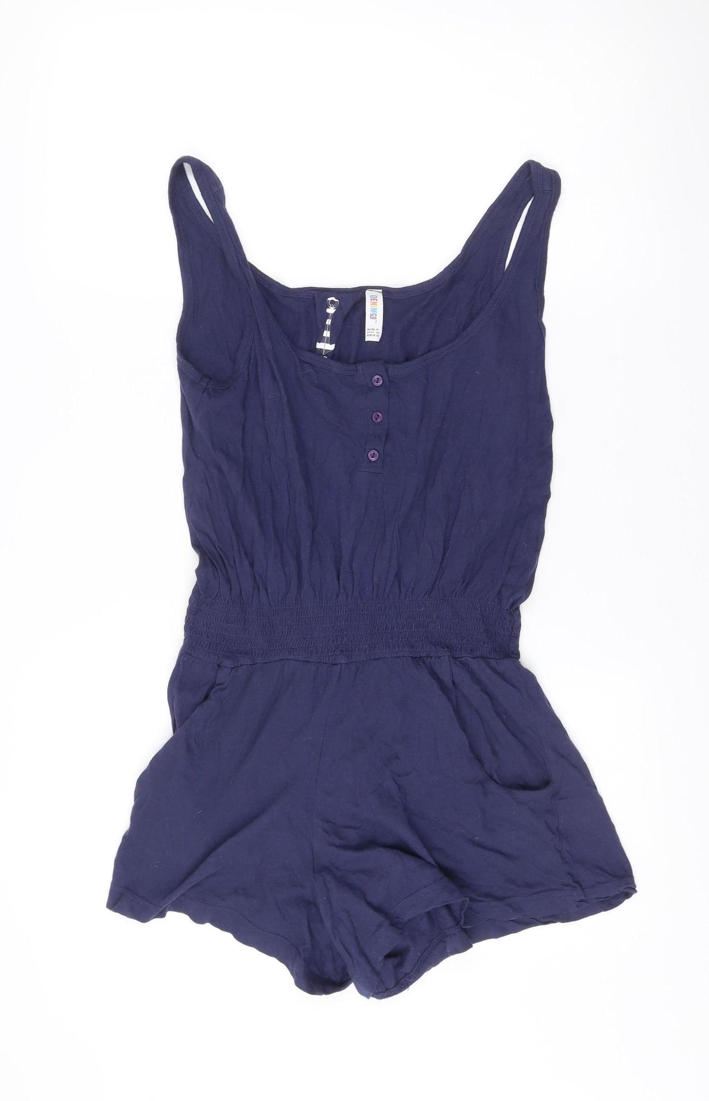 DENIM Women’s Blue Cotton Sleeveless Playsuit Size 12 Casual Nautical