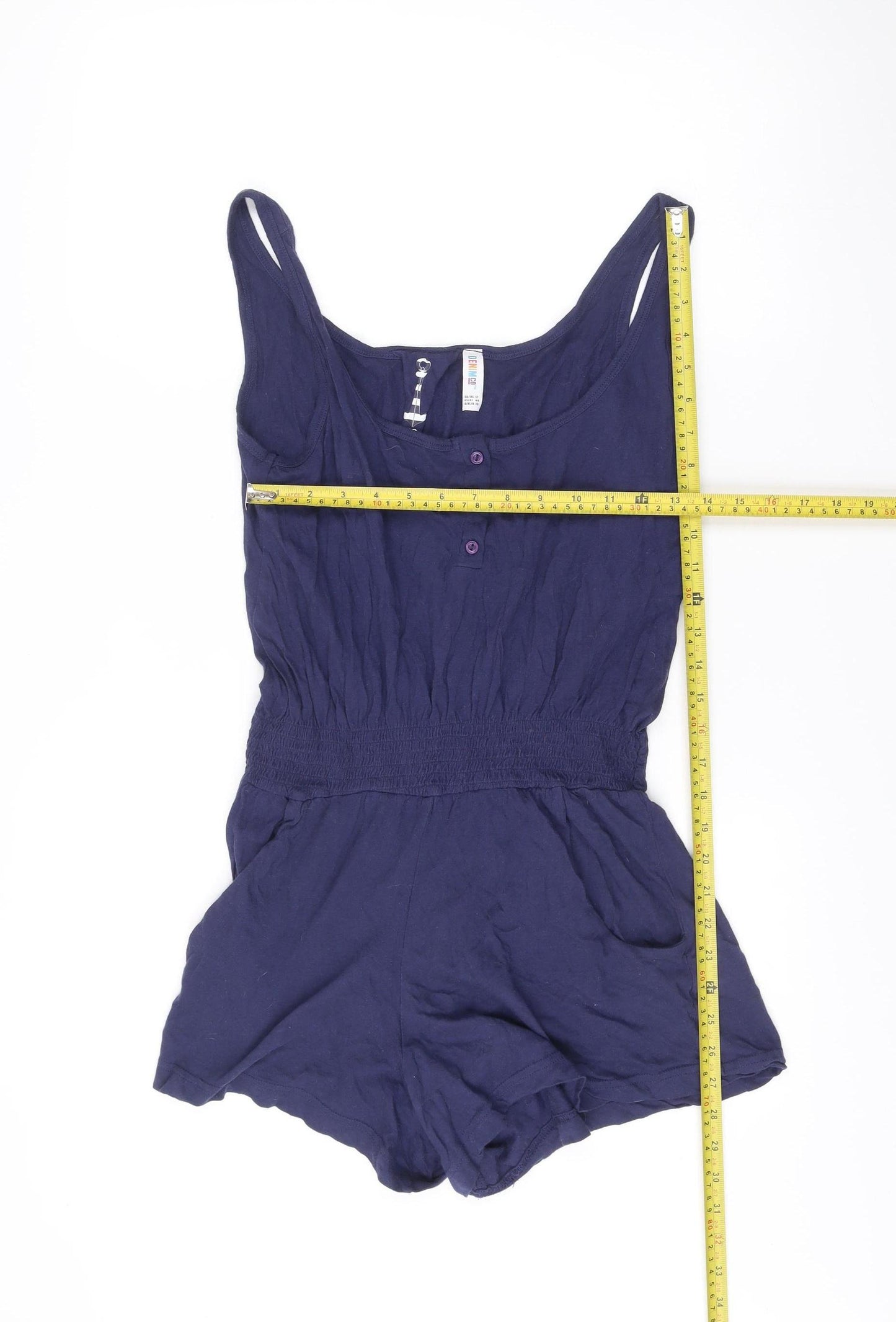 DENIM Women’s Blue Cotton Sleeveless Playsuit Size 12 Casual Nautical