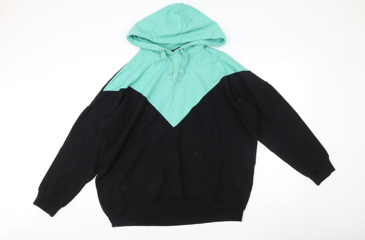 Monki Unisex Adults Black Green Pullover Hoodie M Regular Fit