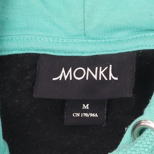 Monki Unisex Adults Black Green Pullover Hoodie M Regular Fit