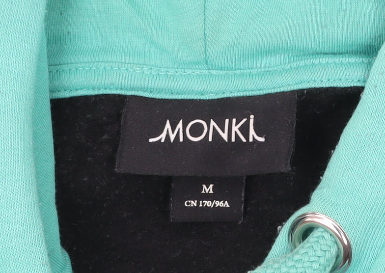 Monki Unisex Adults Black Green Pullover Hoodie M Regular Fit