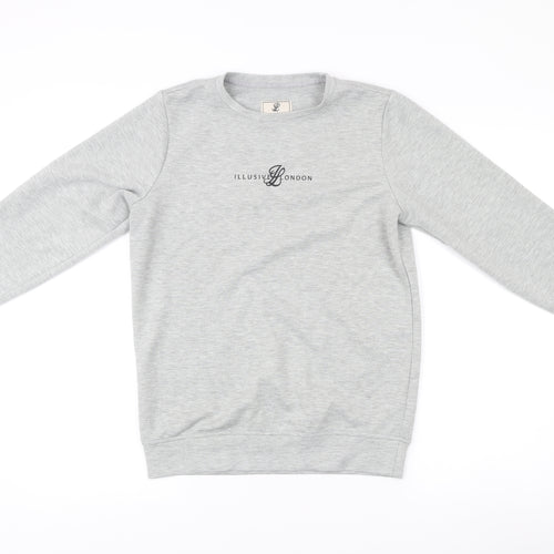 Illusive London Boys Grey Logo Sweatshirt 13-14Y Pullover Crew Neck