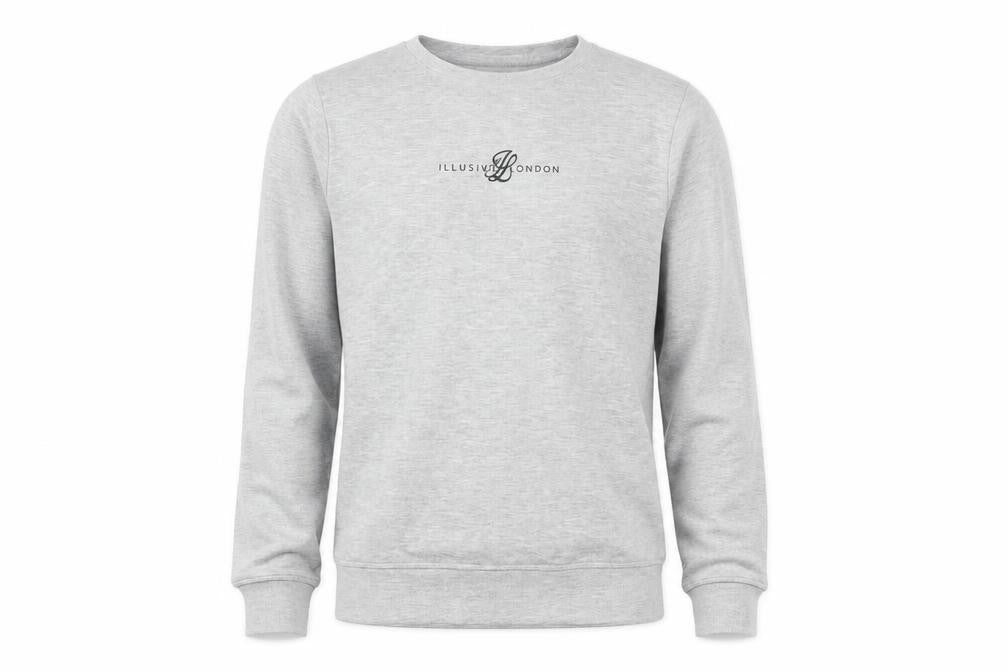 Front view of Illusive London boys’ grey logo sweatshirt 13-14y pullover crew neck