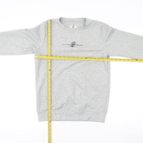 Illusive London Boys Grey Logo Sweatshirt 13-14Y Pullover Crew Neck