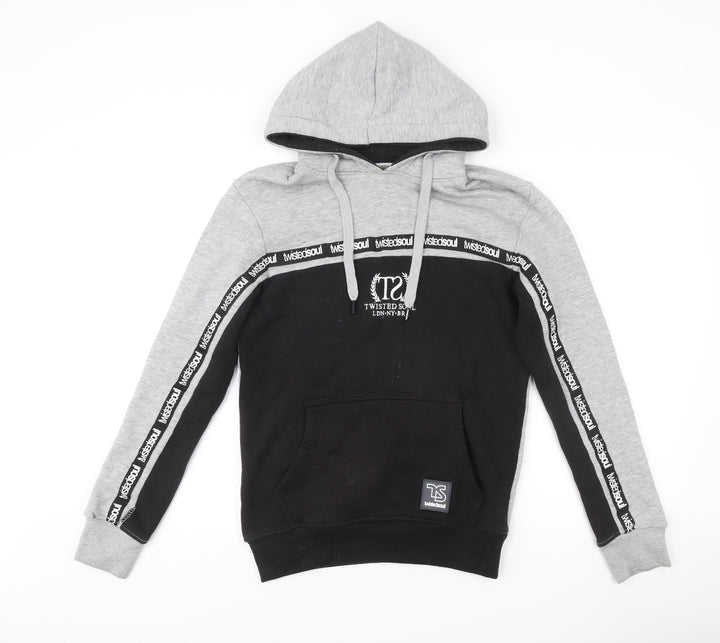 Twisted Soul Men's Grey Black Pullover Hoodie Size S Logo Graphic