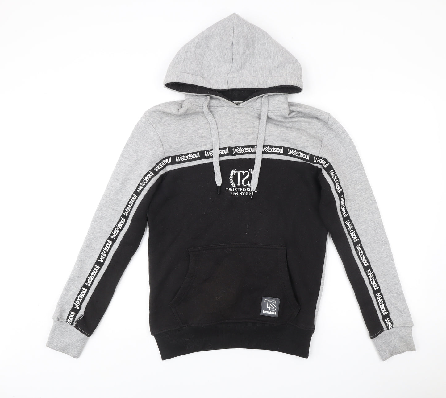 Twisted Soul Men's Grey Black Pullover Hoodie Size S Logo Graphic