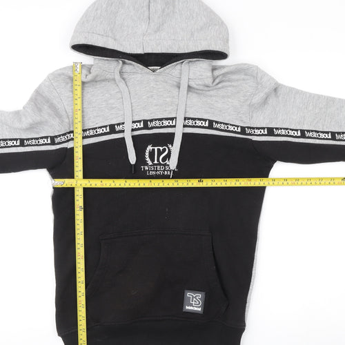 Twisted Soul Men's Grey Black Pullover Hoodie Size S Logo Graphic