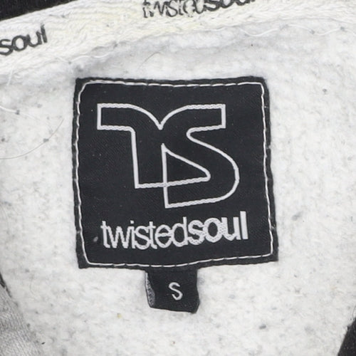 Twisted Soul Men's Grey Black Pullover Hoodie Size S Logo Graphic
