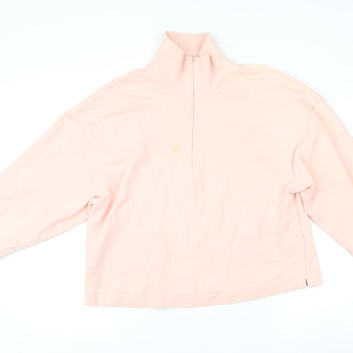 & Other Stories Women Pink S Sweatshirt 1/4 Zip High Neck Cotton Blend