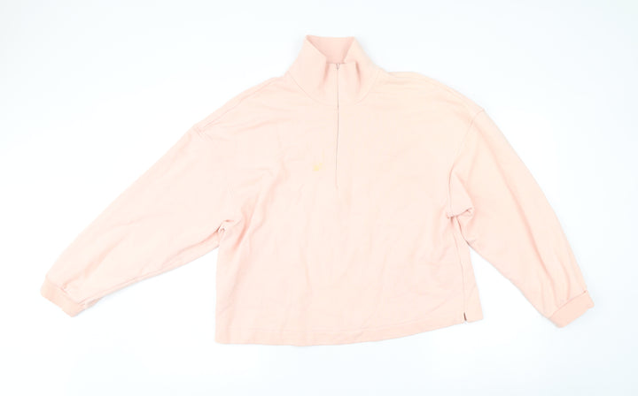 & Other Stories Women Pink S Sweatshirt 1/4 Zip High Neck Cotton Blend