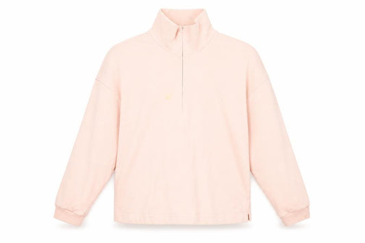 Front view of & Other Stories Women Pink S Sweatshirt 1/4 Zip High Neck Cotton Blend