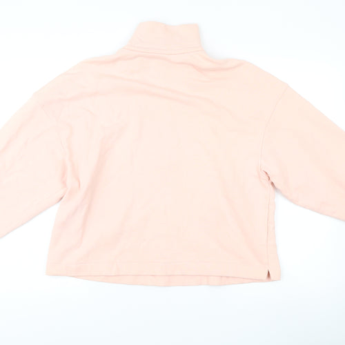 & Other Stories Women Pink S Sweatshirt 1/4 Zip High Neck Cotton Blend