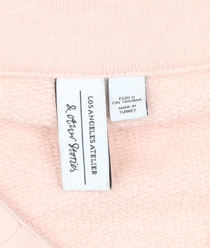& Other Stories Women Pink S Sweatshirt 1/4 Zip High Neck Cotton Blend