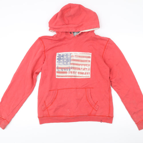 Levi's Teens Red Pullover Hoodie Size 14 Logo Graphic Cotton