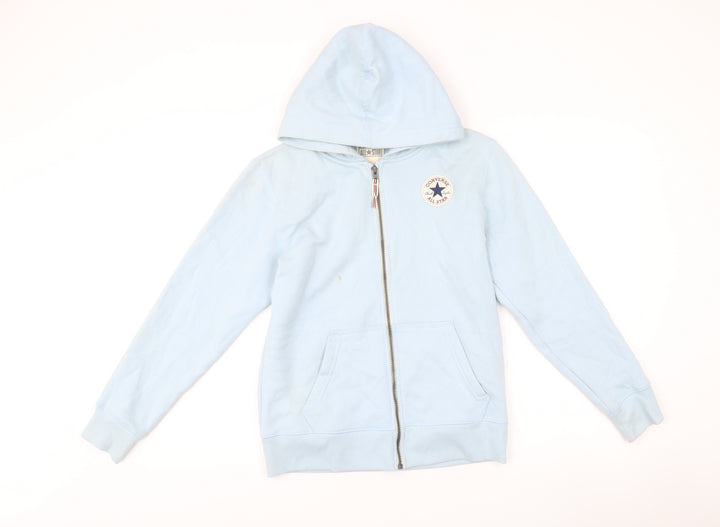 Converse Girls Blue Full Zip Hoodie 12-13 Years Cotton Blend Logo