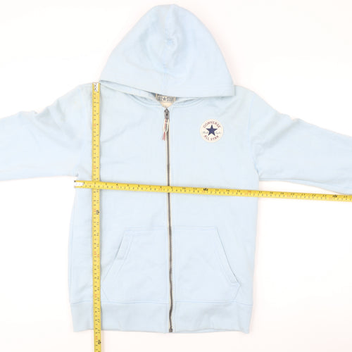 Converse Girls Blue Full Zip Hoodie 12-13 Years Cotton Blend Logo