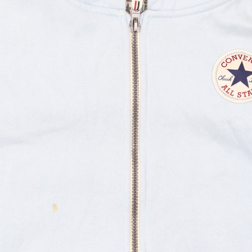 Converse Girls Blue Full Zip Hoodie 12-13 Years Cotton Blend Logo