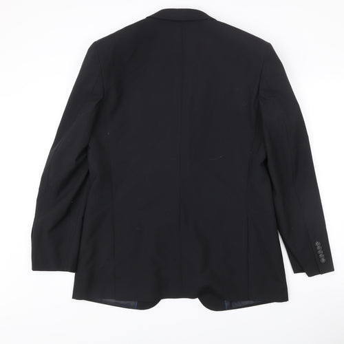 Burton Mens Black Wool Blend Blazer Jacket 42R Notch Lapel Business