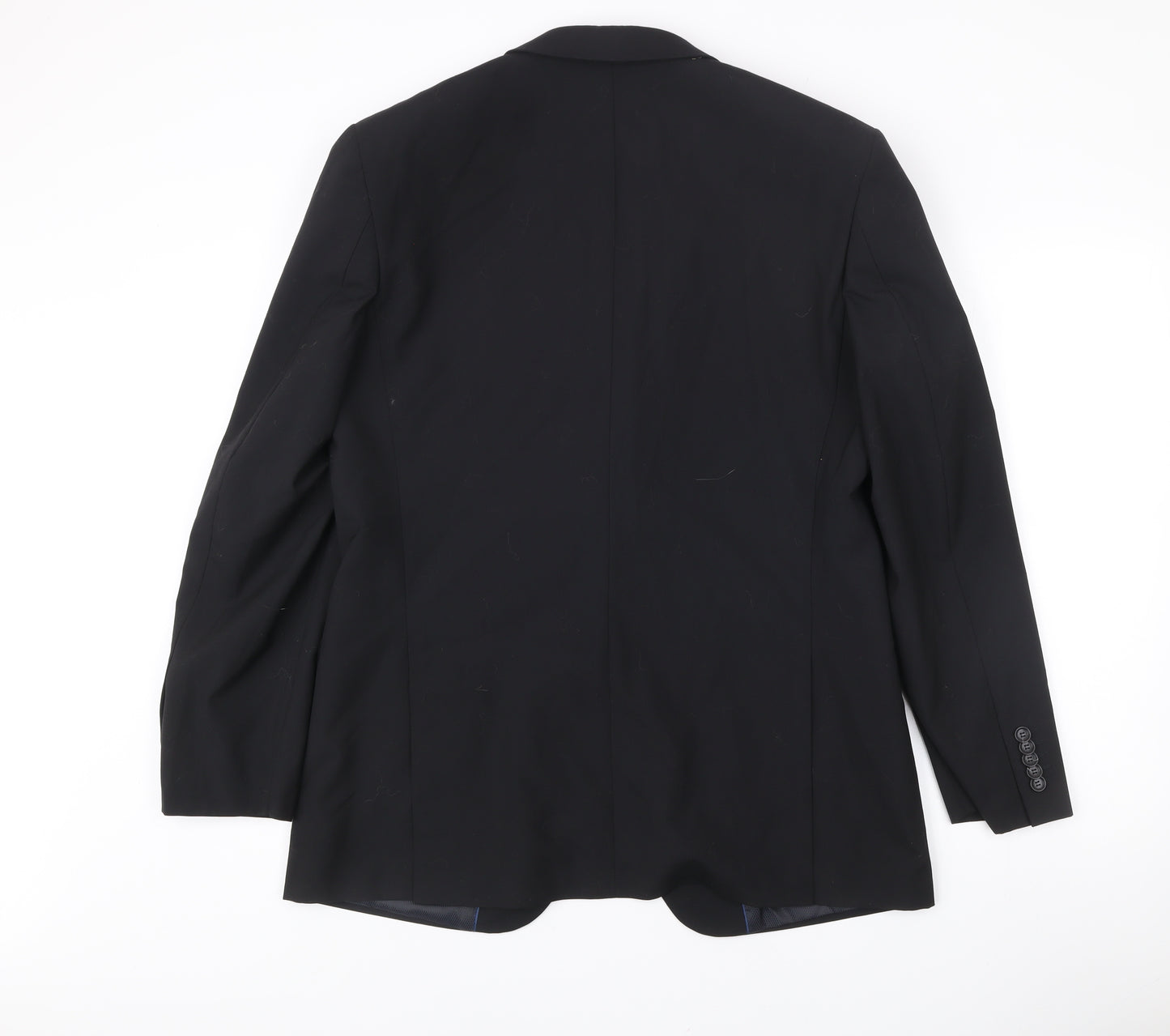 Burton Mens Black Wool Blend Blazer Jacket 42R Notch Lapel Business