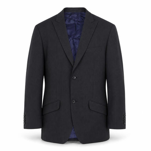 Moss Mens Black 38L Pinstripe Wool Blend Blazer Jacket