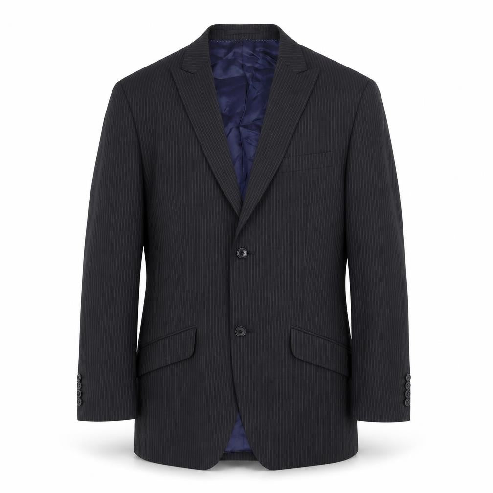 Moss Mens Black 38L Pinstripe Wool Blend Blazer Jacket