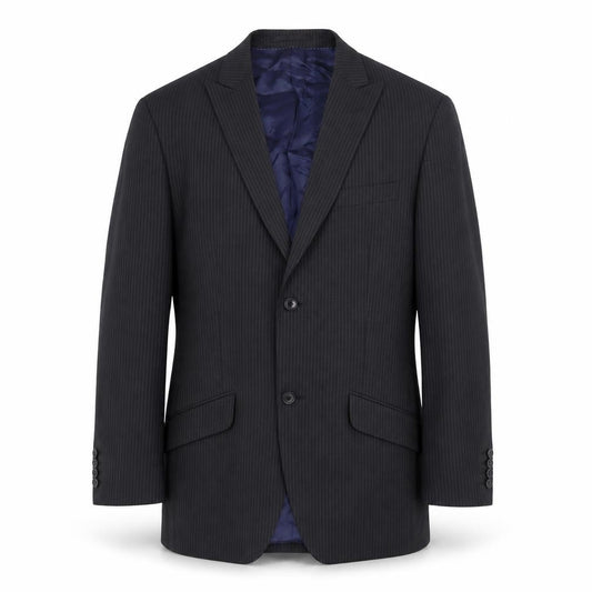 Moss Mens Black 38L Pinstripe Wool Blend Blazer Jacket