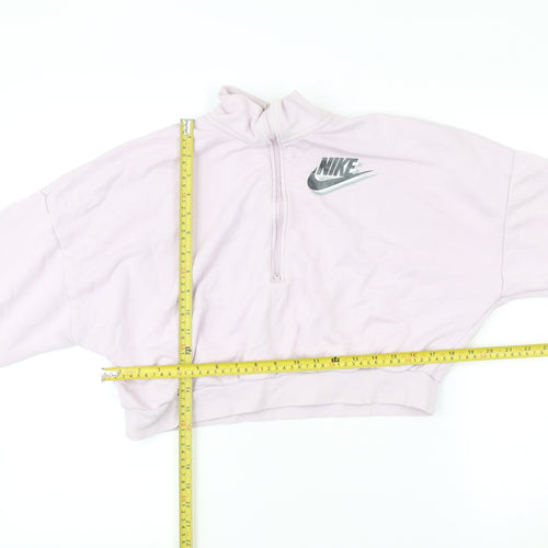Nike Women’s Pink 1/2 Zip Sweatshirt L Loose Fit Logo Pullover