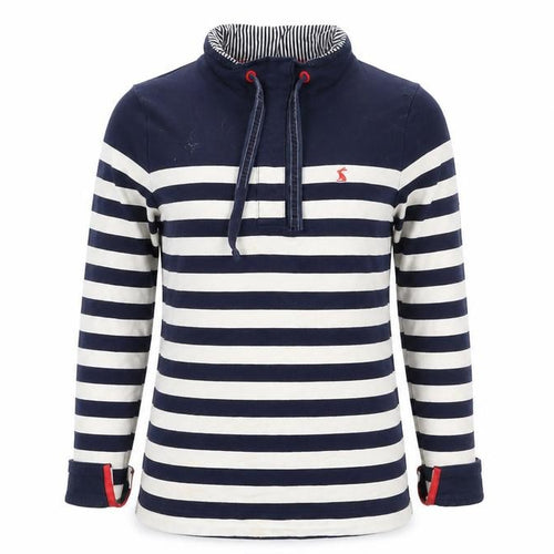 Joules Women’s Blue Striped Henley Sweatshirt Size 10 Cotton