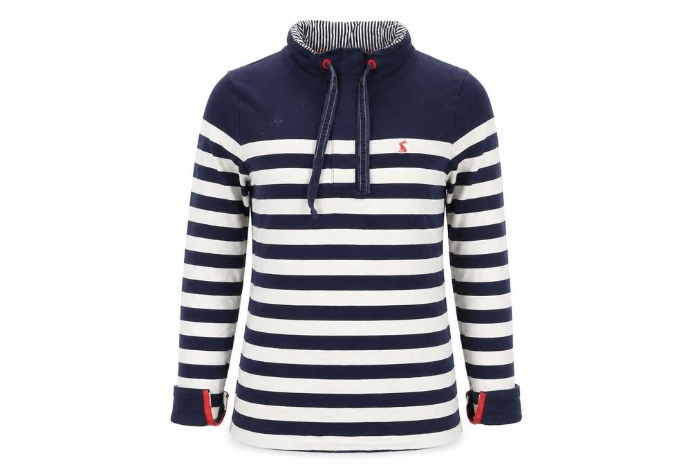 Joules Women’s Blue Striped Henley Sweatshirt Size 10 Cotton