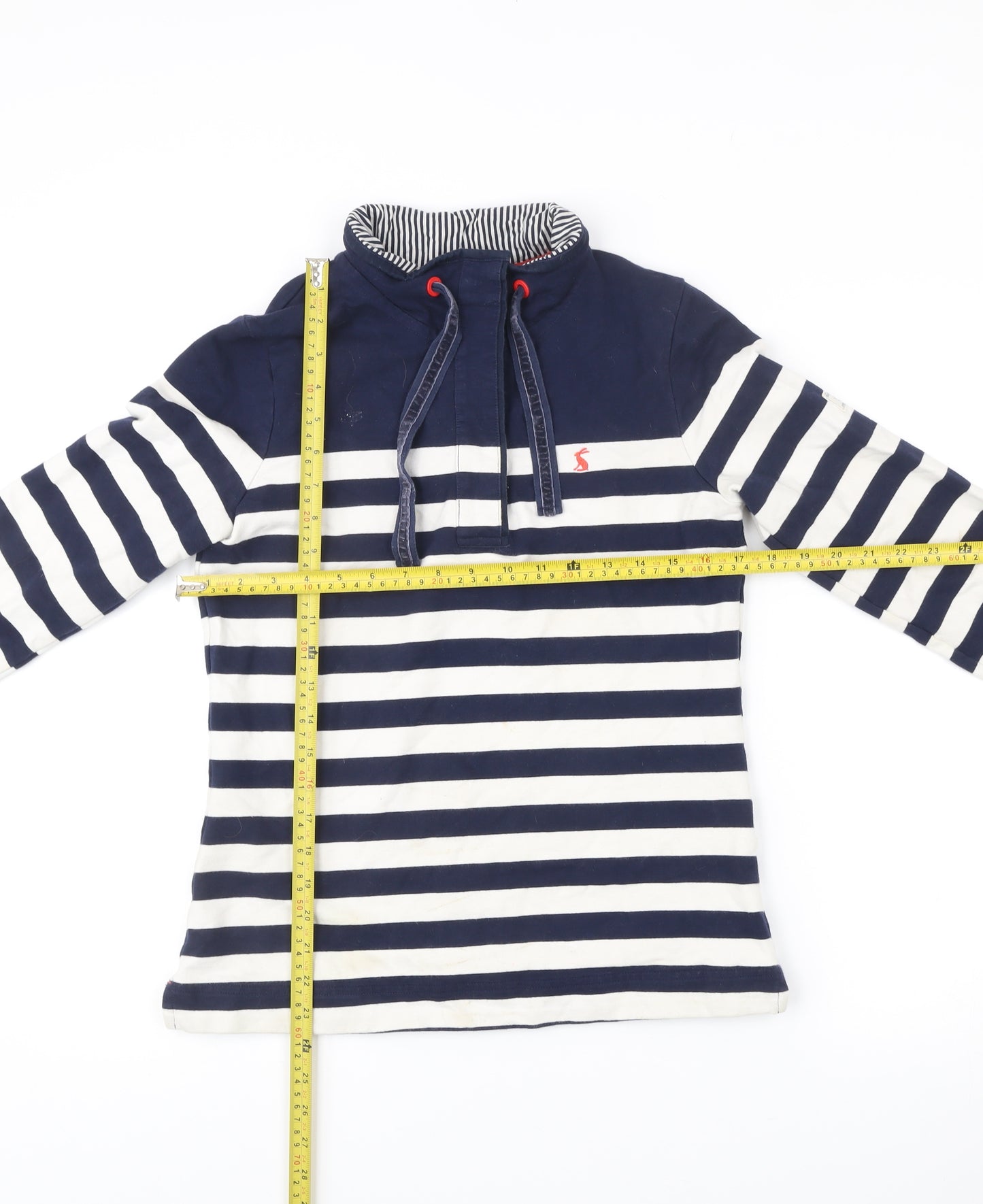 Joules Women’s Blue Striped Henley Sweatshirt Size 10 Cotton