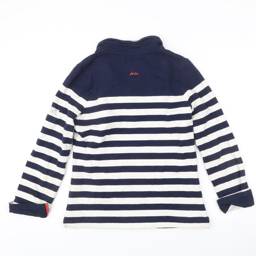 Joules Women’s Blue Striped Henley Sweatshirt Size 10 Cotton