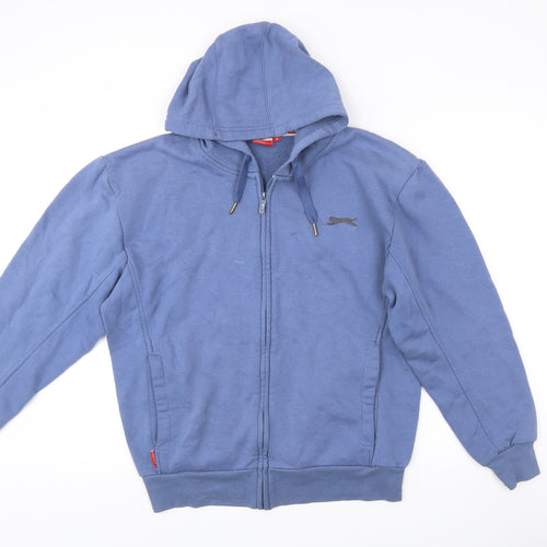 Slazenger Men's Blue Full Zip Hoodie Size M Logo Embroidered